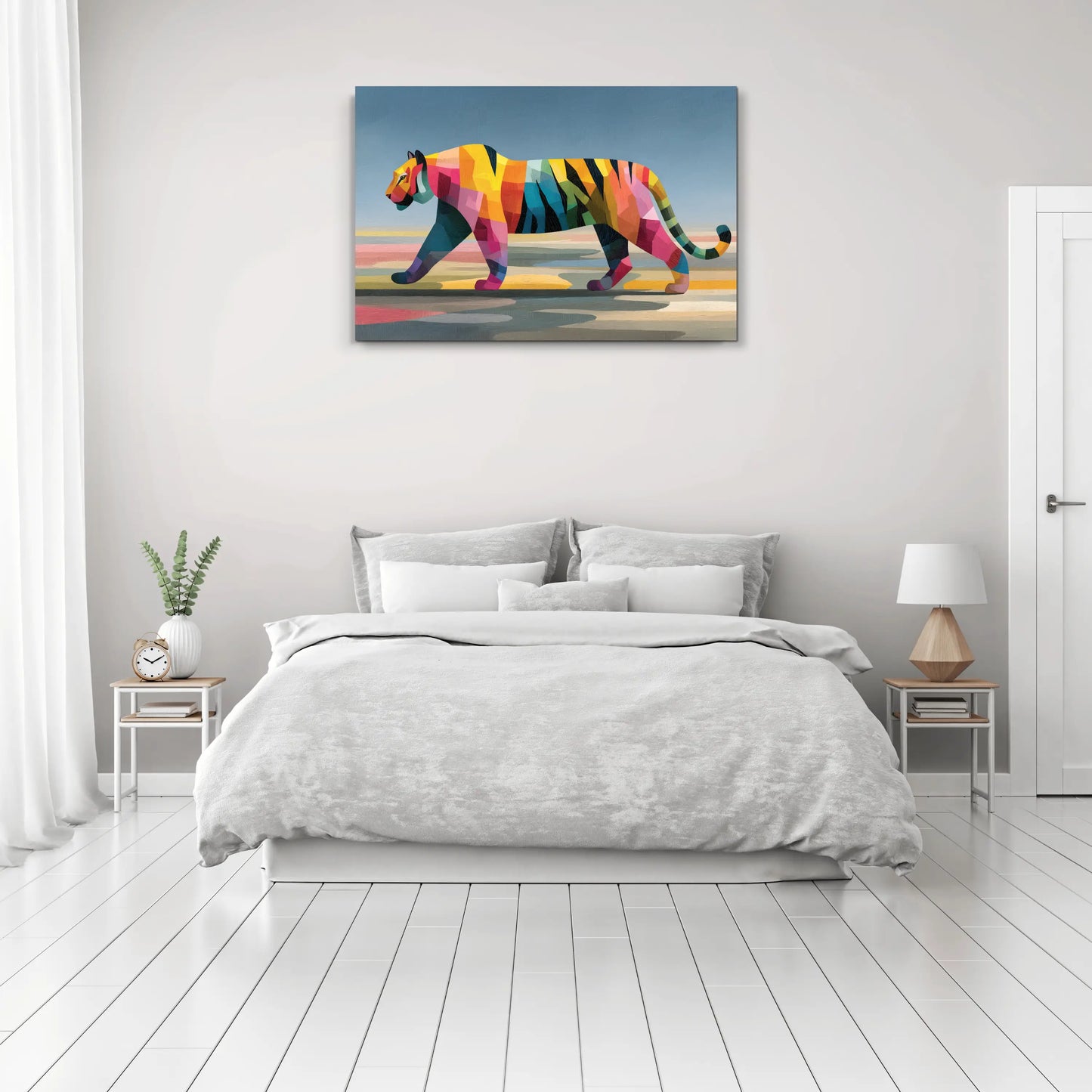 Peinture Tigre Abstrait : Prisme Géométrique