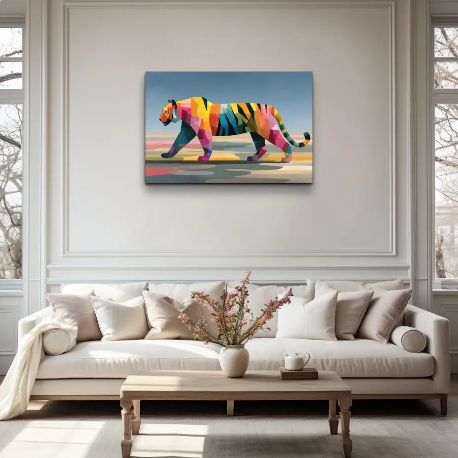 Peinture Tigre Abstrait : Prisme Géométrique