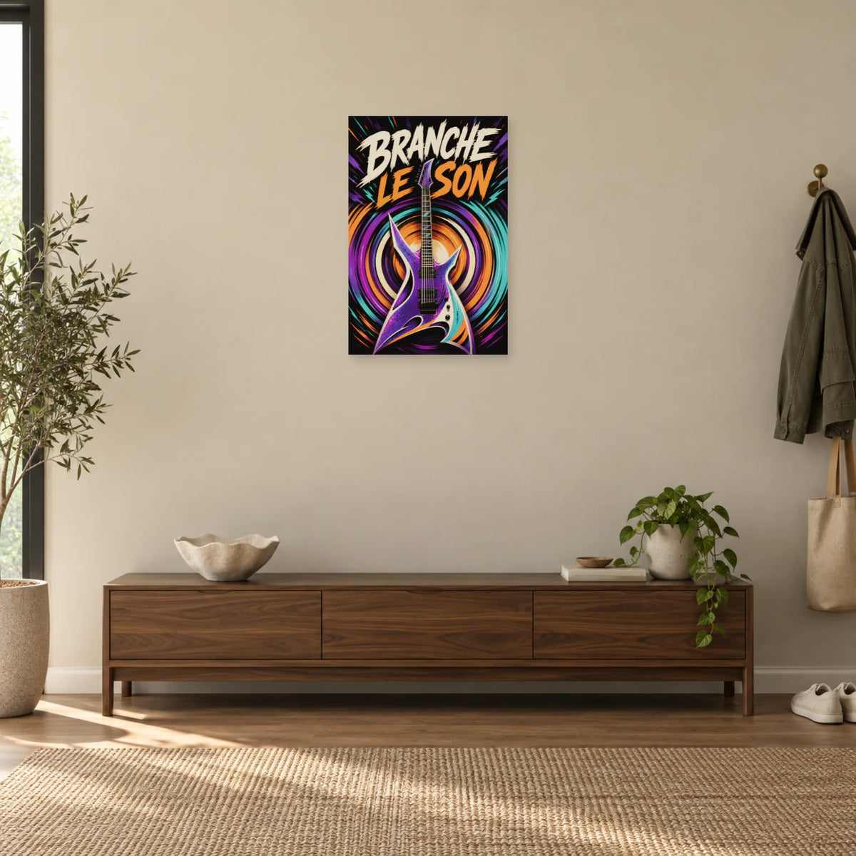 Affiche guitare électrique – Branche le son dans une entrée ou un couloir - Art Virtuoso