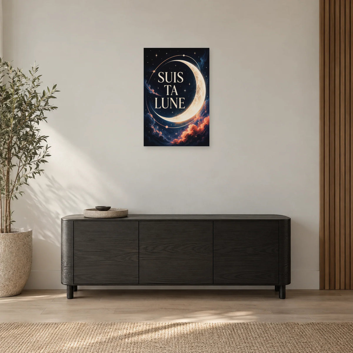 Affiche lune – Suis ta lune dans une entrée ou un couloir - Art Virtuoso