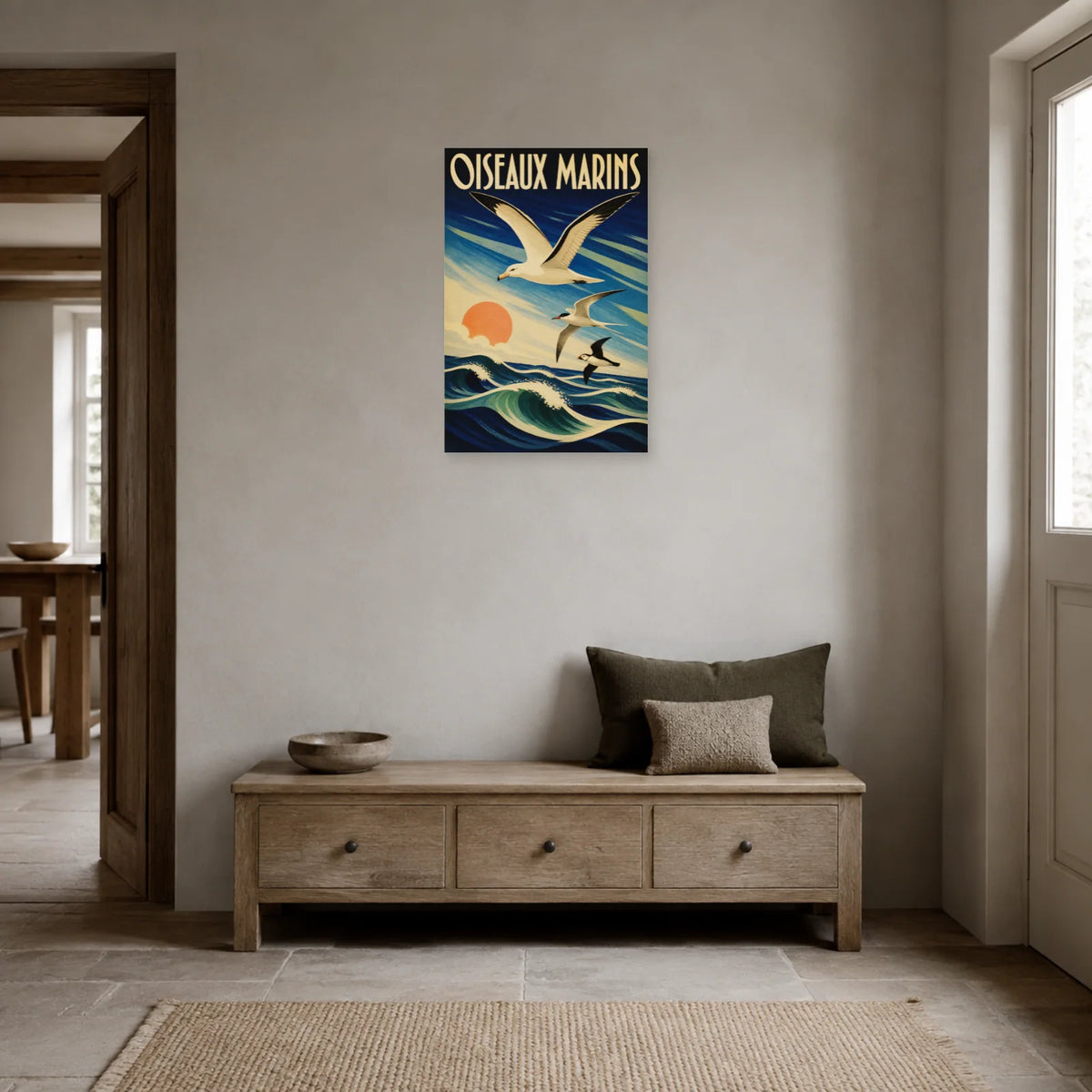 Affiche Oiseaux marins - Voyage vintage dans une entrée ou un couloir - Art Virtuoso