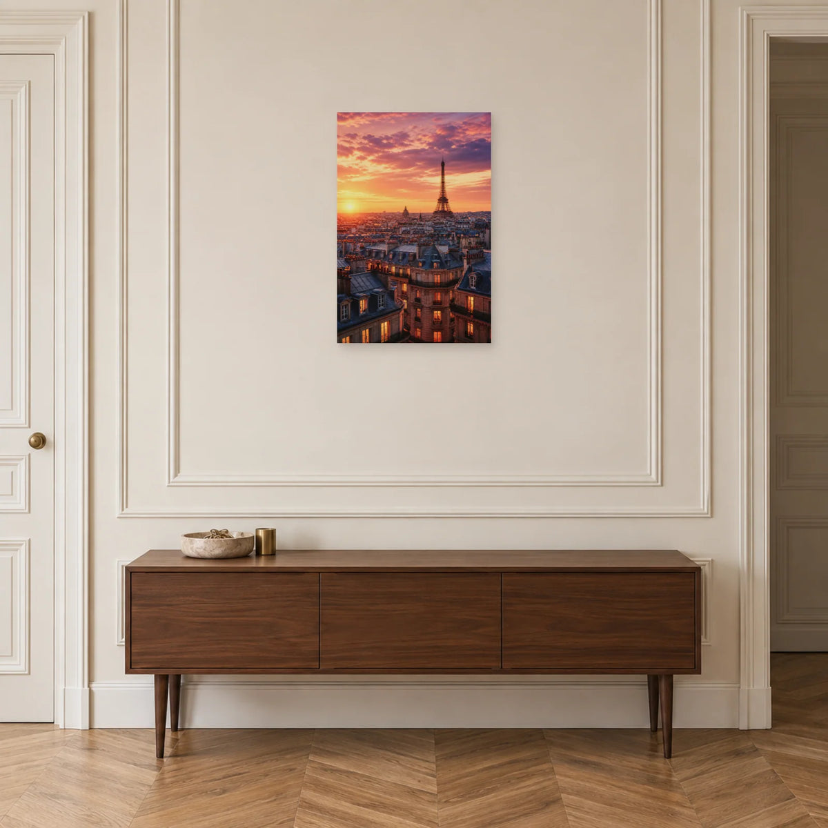 Affiche Toits de Paris - Eiffel au couchant dans une entrée ou un couloir - Art Virtuoso