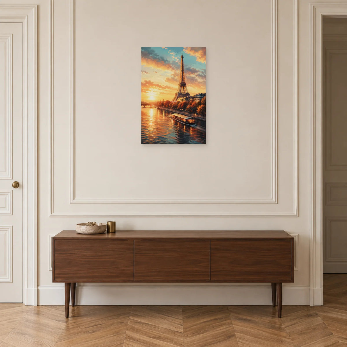 Affiche Tour Eiffel - Or sur la Seine dans une entrée ou un couloir - Art Virtuoso