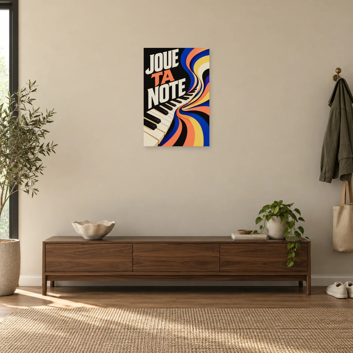 Affiche piano – Joue ta note dans une entrée ou un couloir - Art Virtuoso