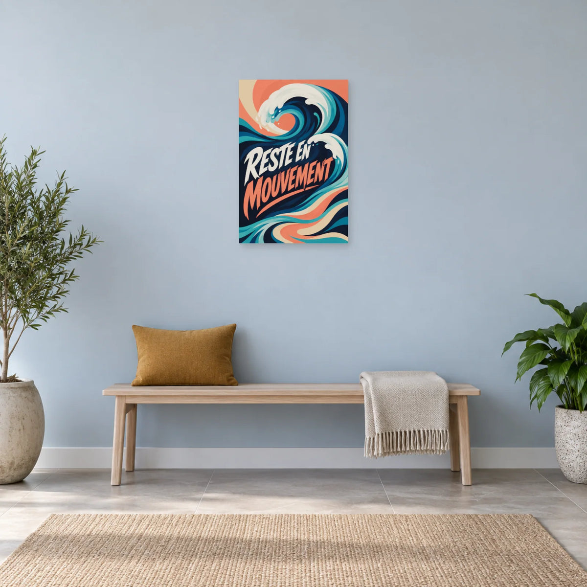Affiche vague – Reste en mouvement dans une entrée ou un couloir - Art Virtuoso