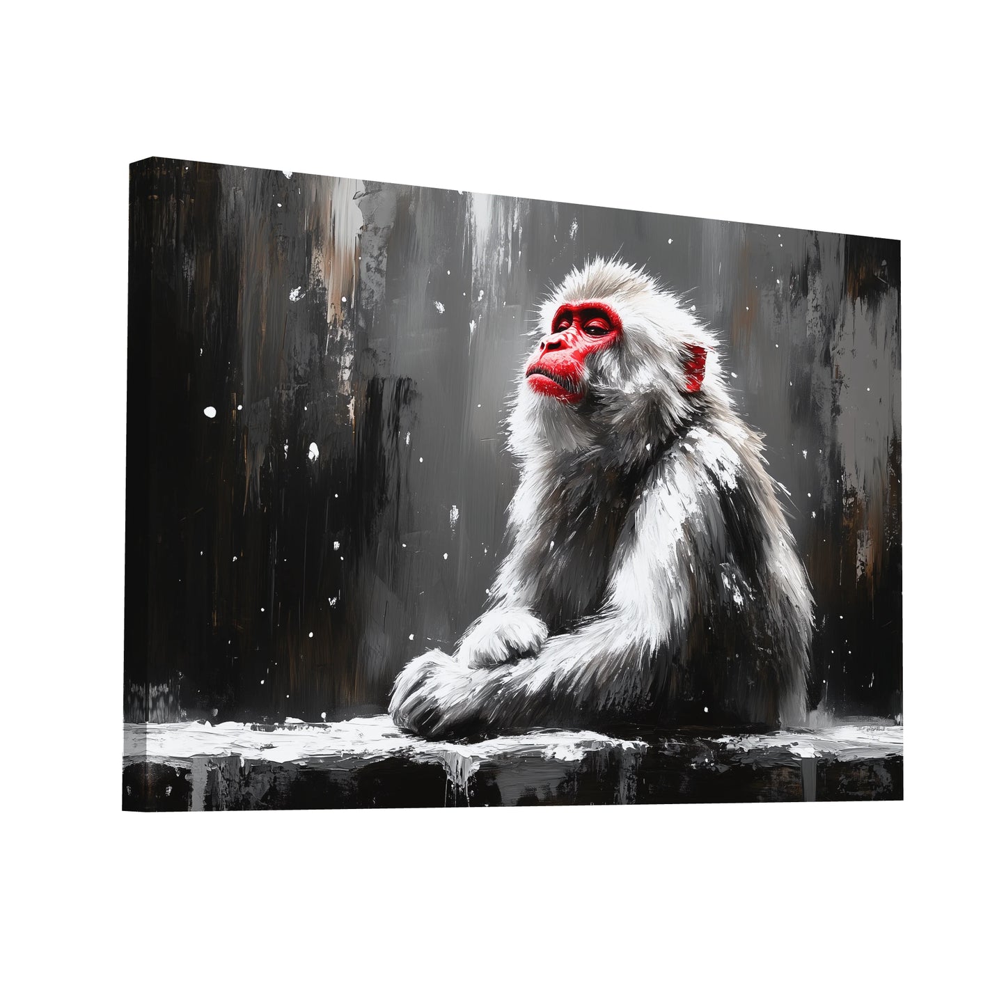 Product Hero 3D WebP Tableau Singe des Neiges - Japon Immaculé - Art Virtuoso