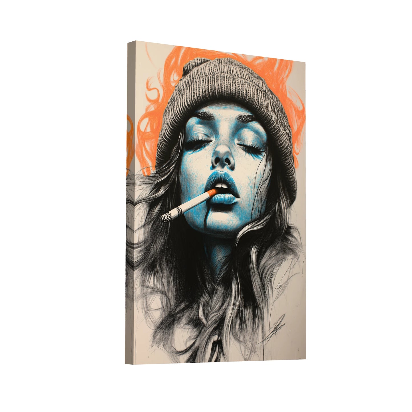 Product Hero 3D WebP Toile Style Street Art - Hobo Woman - Art Virtuoso