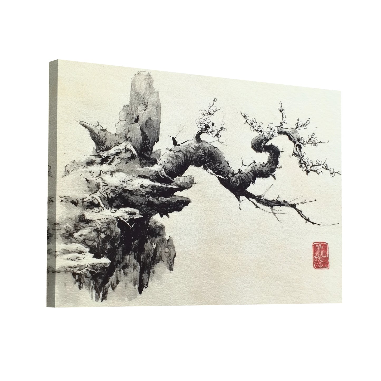 Product Hero 3D WebP Sumi e Branche de Prunier – Résilience délicate et floraison - Art Virtuoso