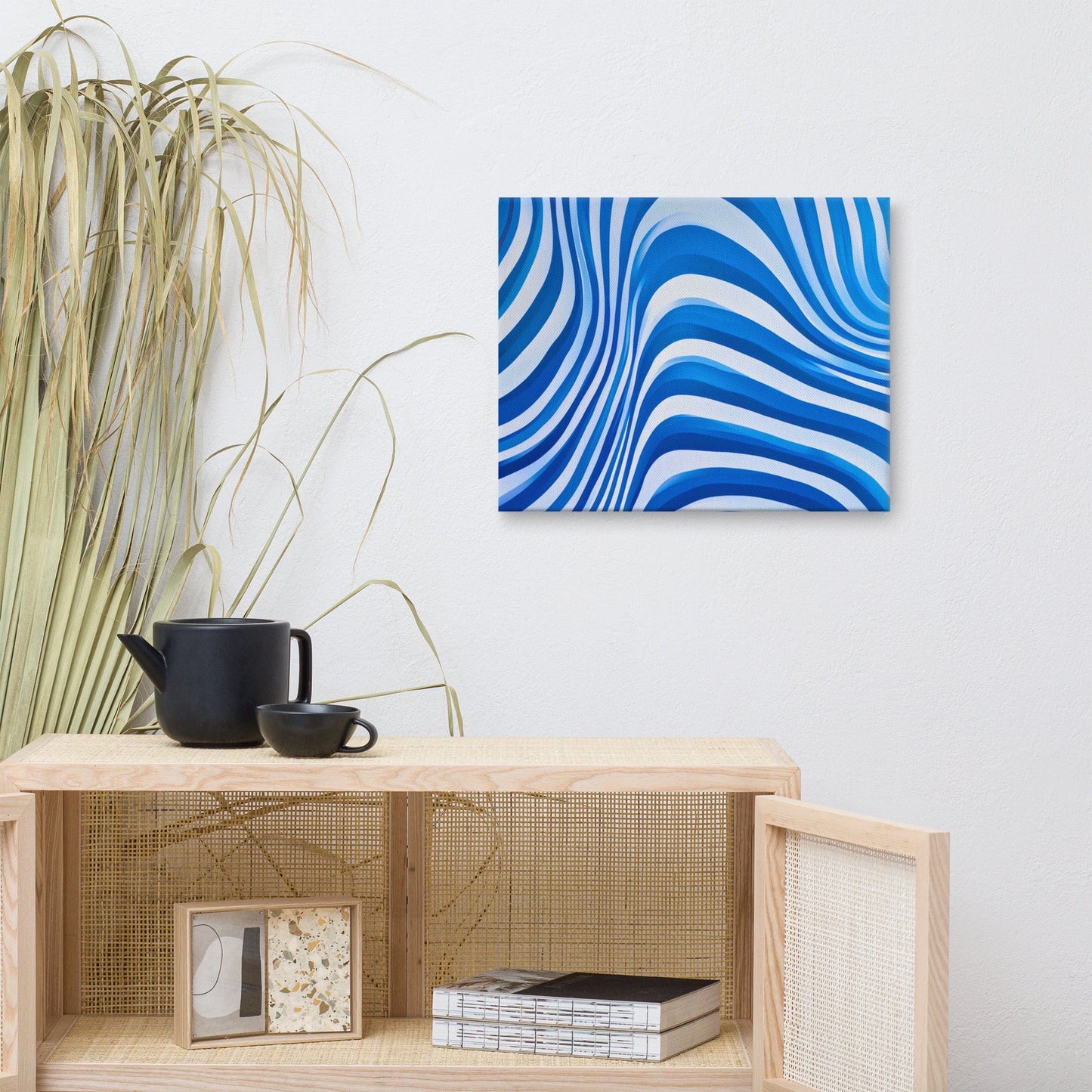 Tableau Abstrait Bleu et Blanc - Harmonie Op Art Art Virtuoso
