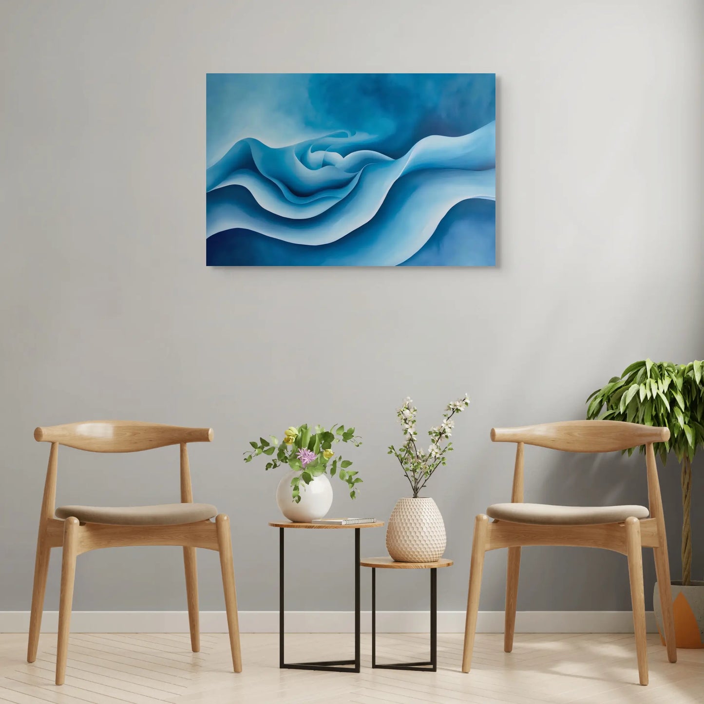 Tableau Abstrait Bleu - Oasis de Tranquillité  Art Virtuoso