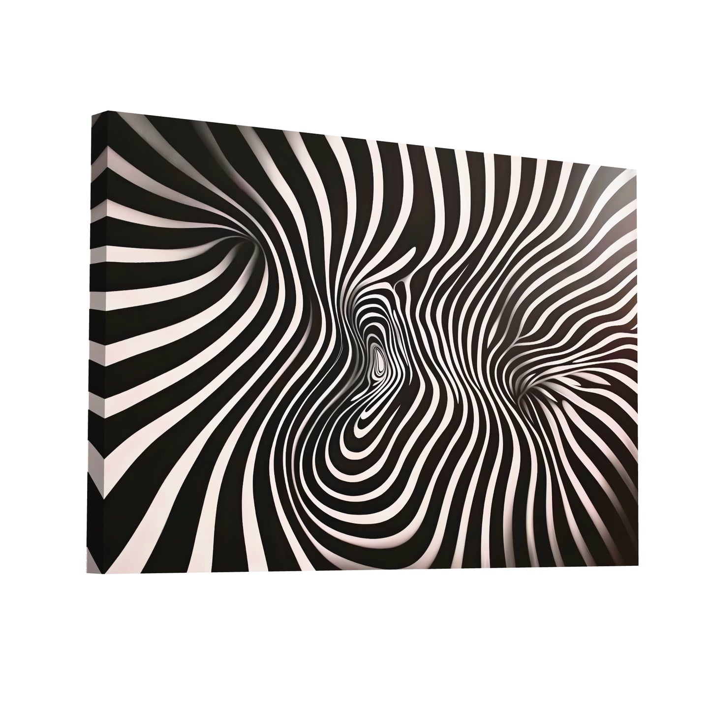 Product Hero 3D WebP Tableau Abstrait Noir et Blanc - Mouvement Op Art - Art Virtuoso