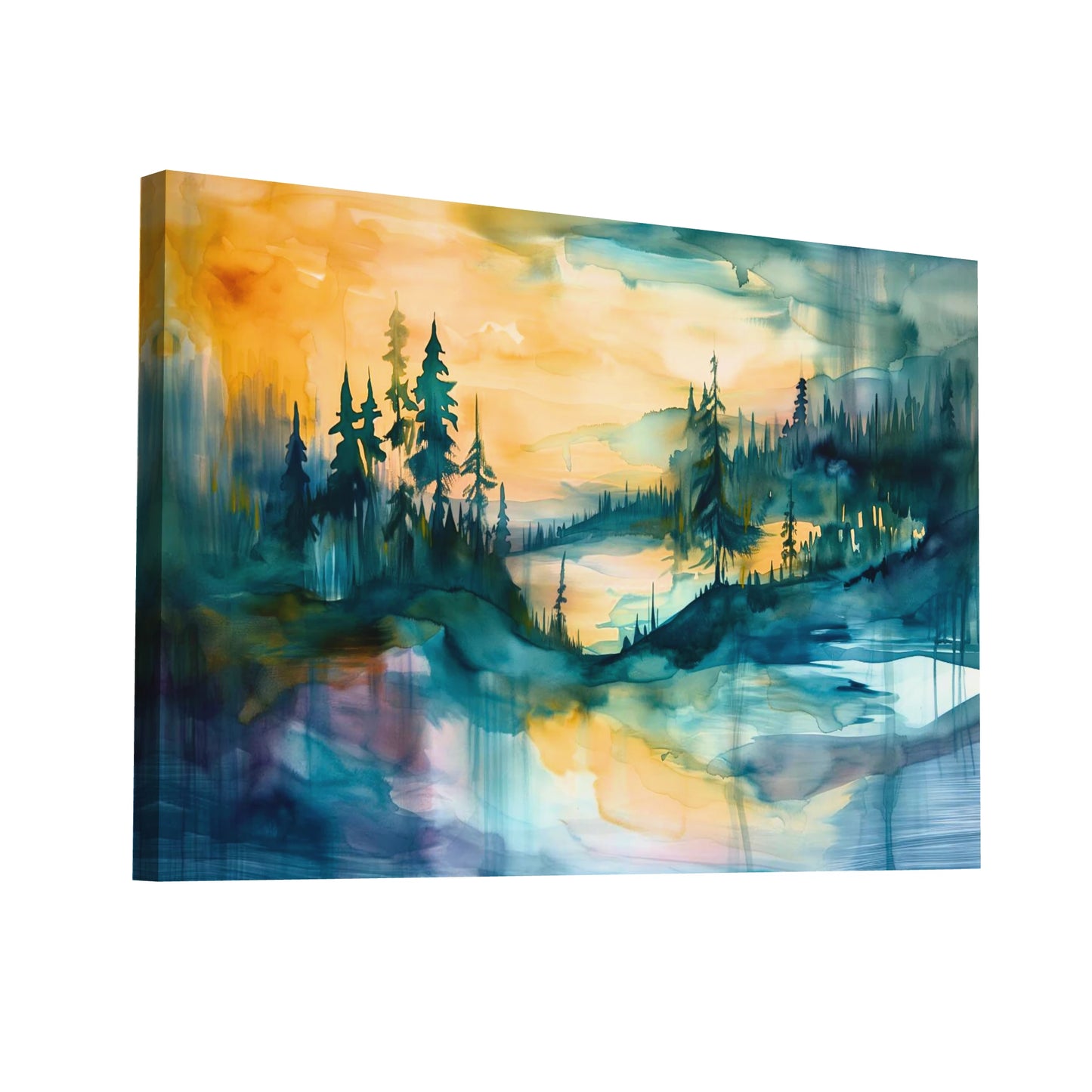 Product Hero 3D WebP Tableau Abstrait Paysage - Harmonie Crépusculaire - Art Virtuoso