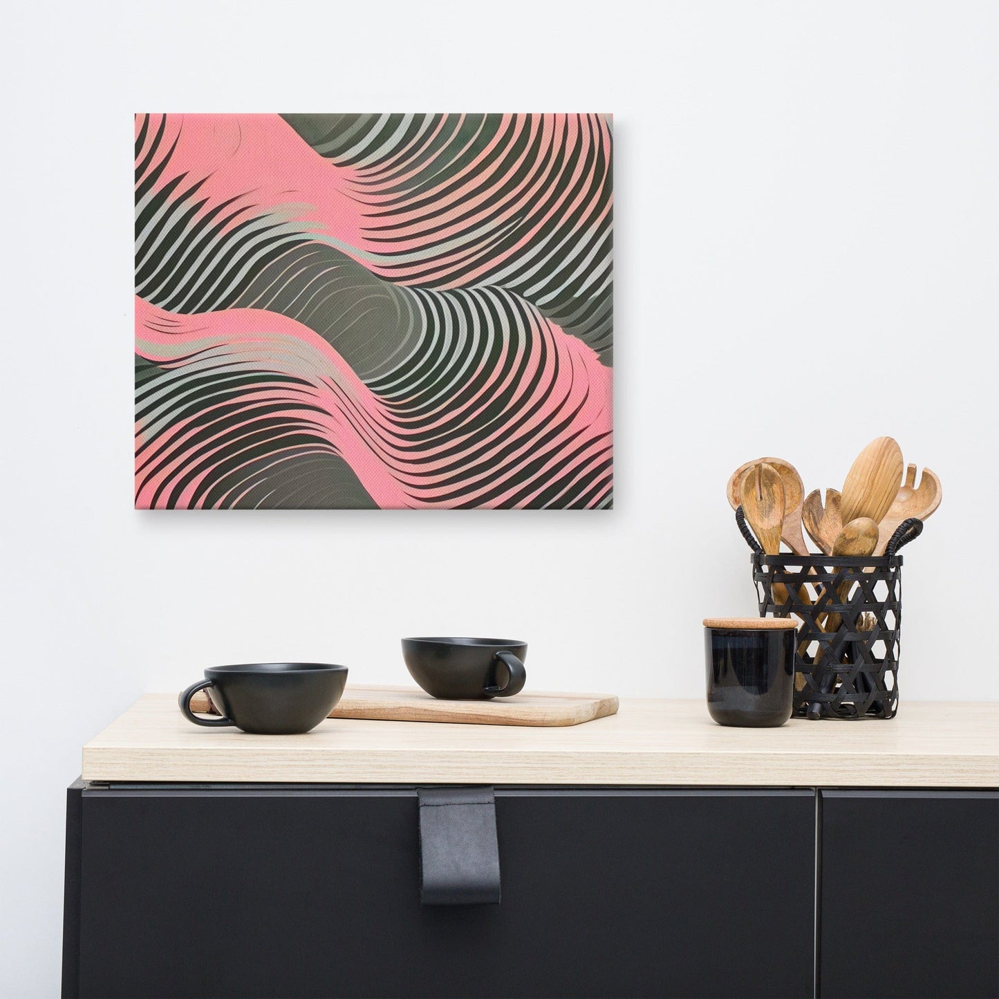 Tableau Abstrait Rose et Gris - Op Art Contemporain Art Virtuoso