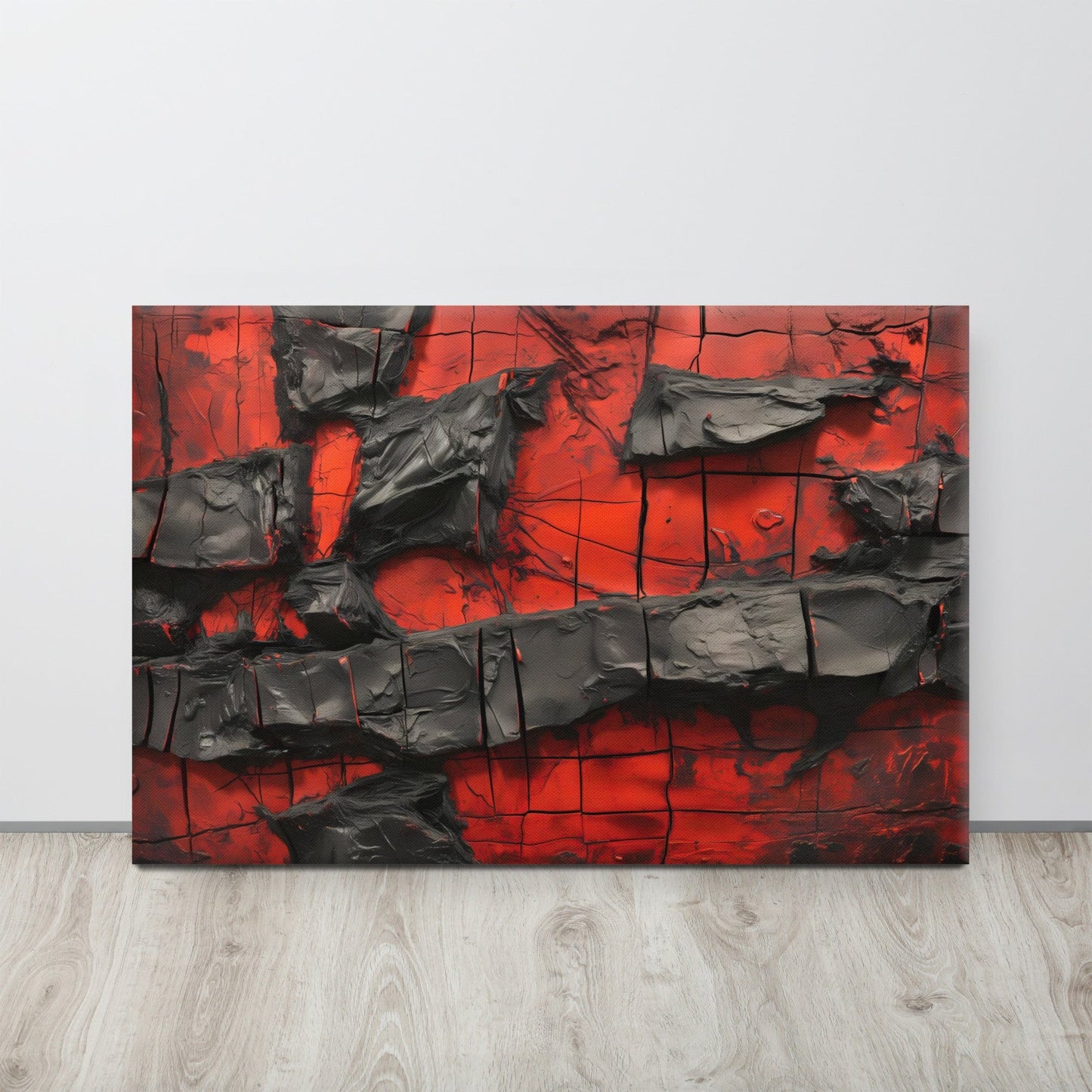 Tableau Abstrait Rouge et Noir - Passion Incandescente Affiches, reproductions et œuvres graphiques Art Virtuoso