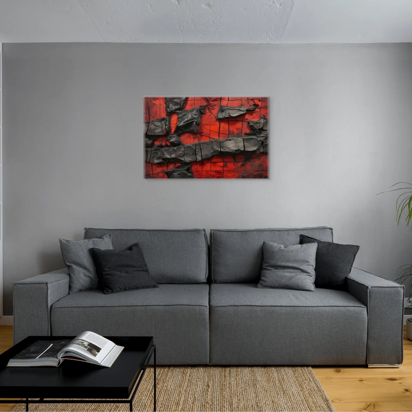 Tableau Abstrait Rouge et Noir - Passion Incandescente Affiches, reproductions et œuvres graphiques Art Virtuoso