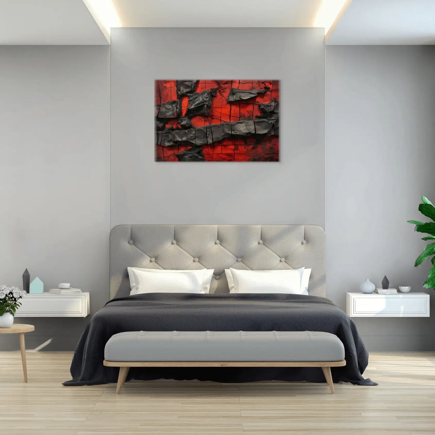 Tableau Abstrait Rouge et Noir - Passion Incandescente Affiches, reproductions et œuvres graphiques Art Virtuoso