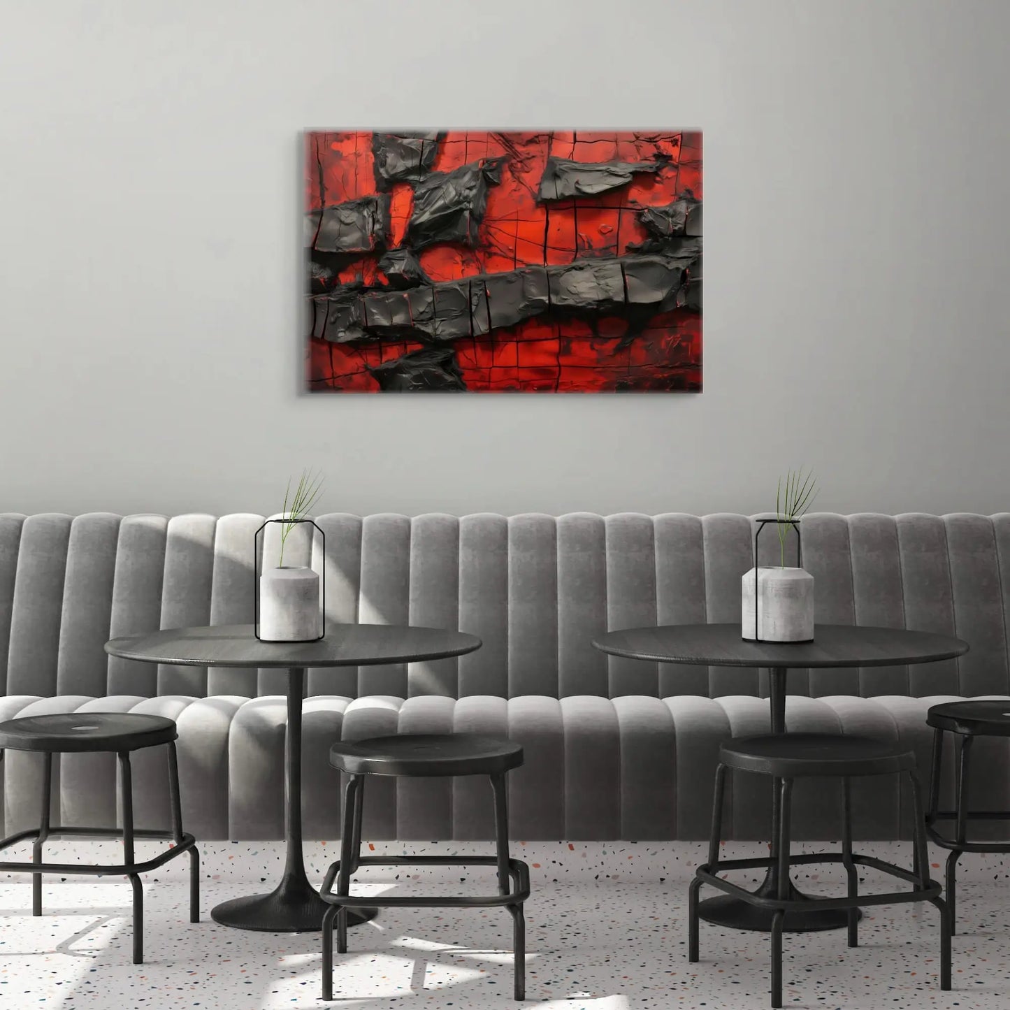 Tableau Abstrait Rouge et Noir - Passion Incandescente Affiches, reproductions et œuvres graphiques Art Virtuoso