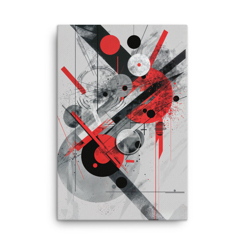 Tableau Abstrait Rouge, Noir et Gris Dynamique Art Virtuoso XL