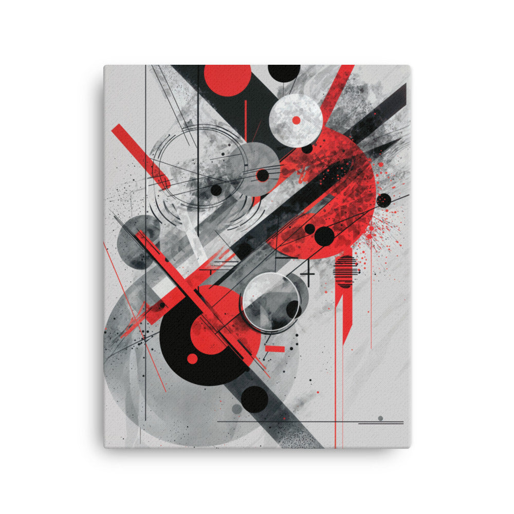 Tableau Abstrait Rouge, Noir et Gris Dynamique Art Virtuoso M