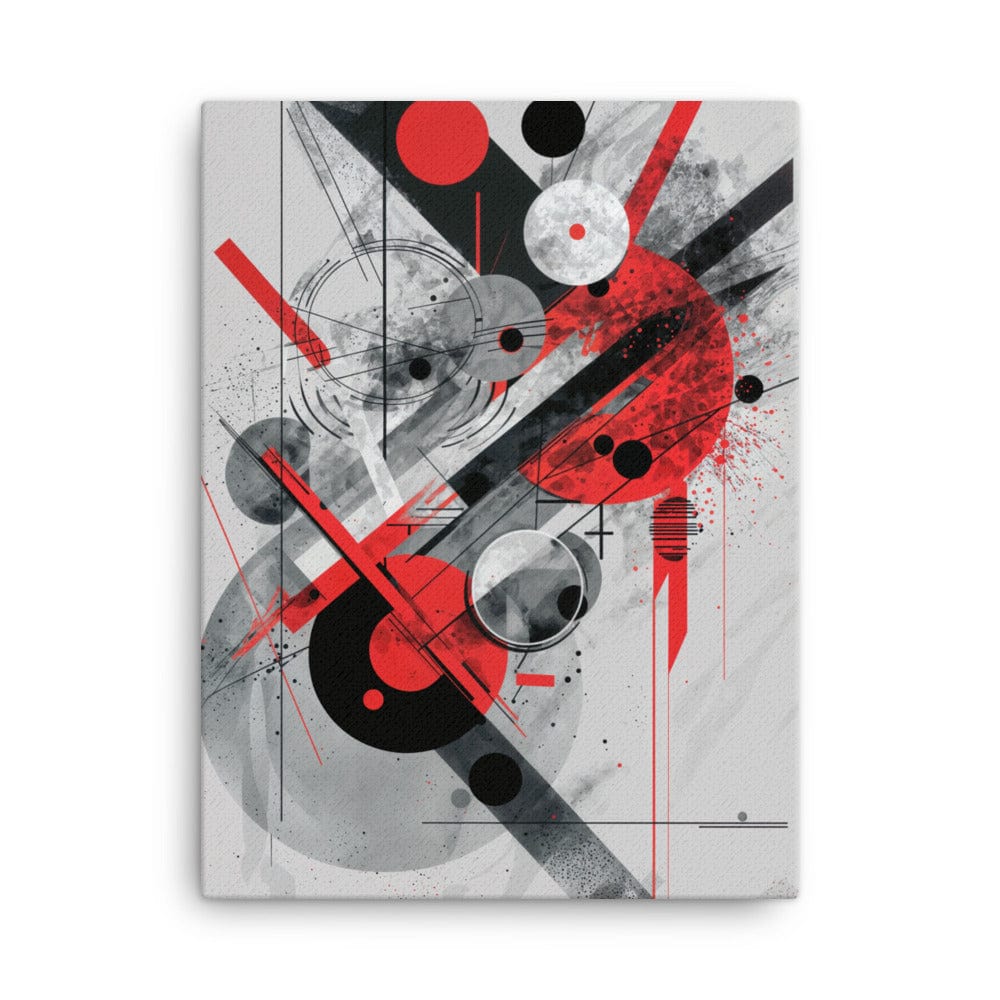 Tableau Abstrait Rouge, Noir et Gris Dynamique Art Virtuoso L