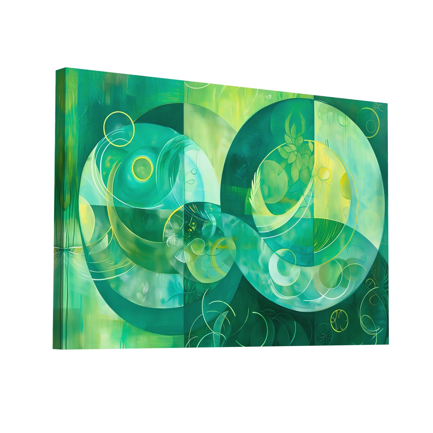 Product Hero 3D WebP Tableau Abstrait Vert Contemporain - Art Virtuoso