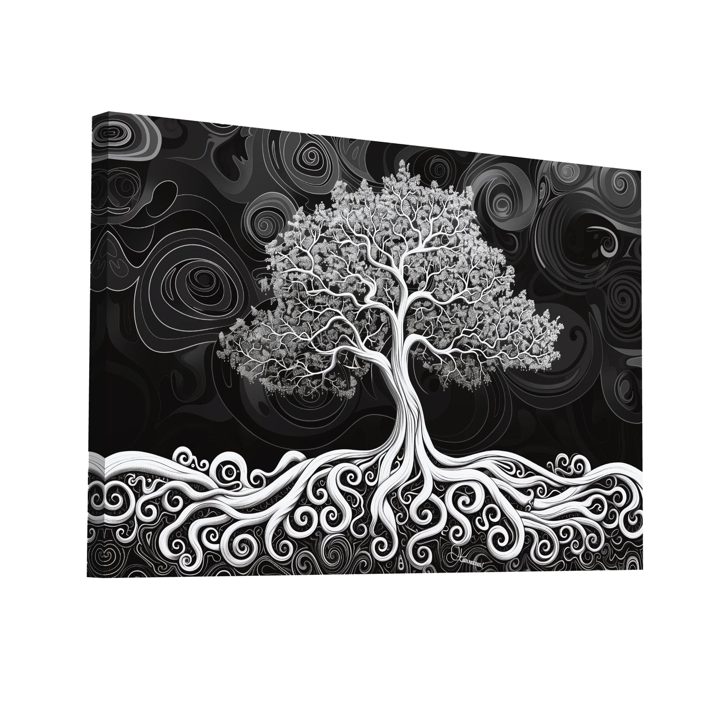 Product Hero 3D WebP Tableau Arbre de Vie Noir et Blanc - Art Virtuoso