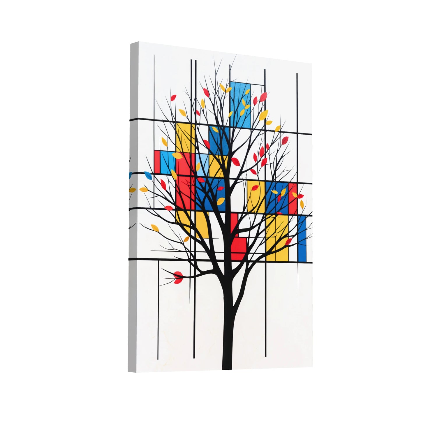 Product Hero 3D WebP Tableau Arbre Moderne - Style Mondrian - Art Virtuoso