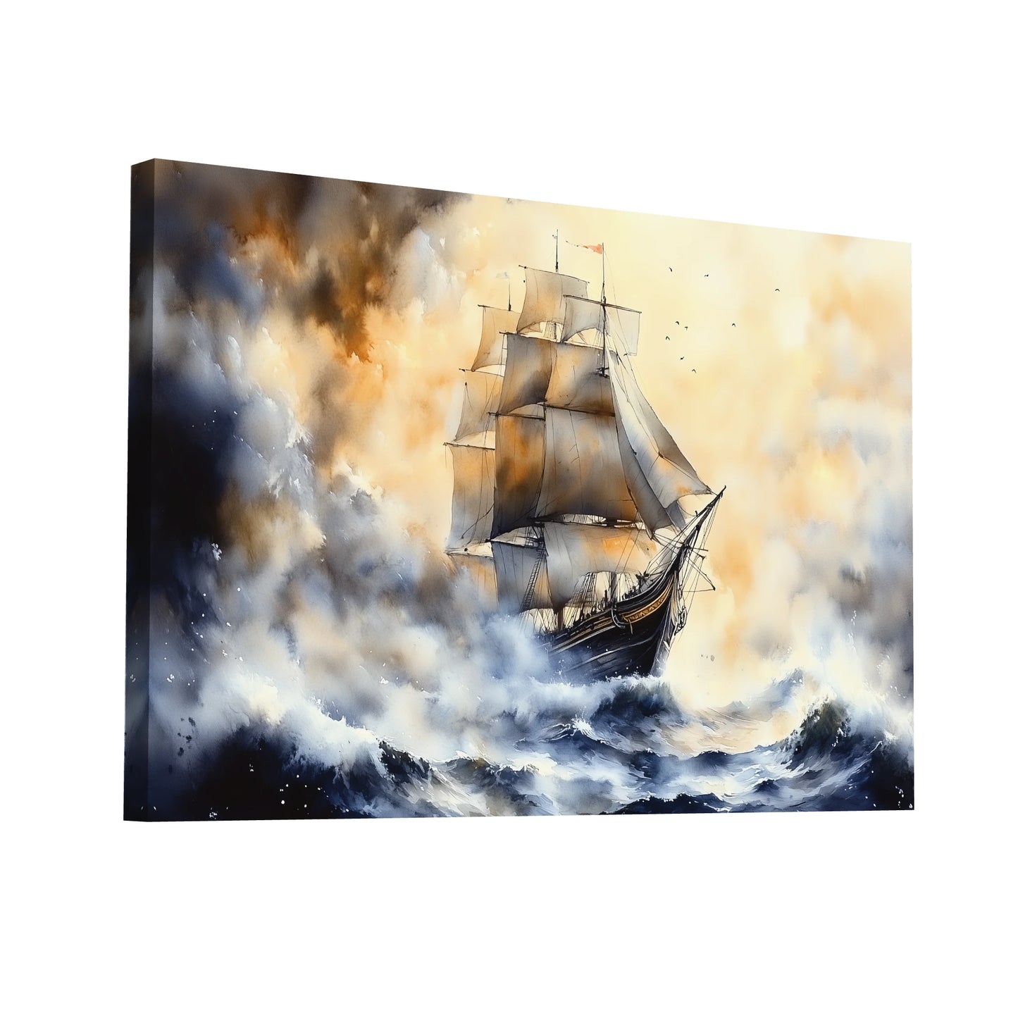 Product Hero 3D WebP Tableau Bateau Corsaire : Tempête en Haute Mer - Art Virtuoso