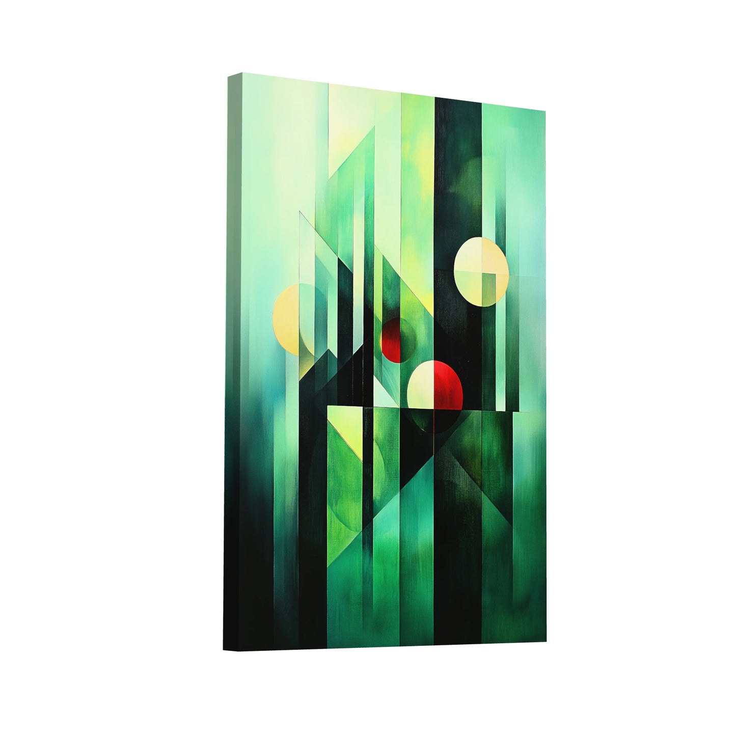 Product Hero 3D WebP Tableau Bauhaus Vert : Symphonie Géométrique - Art Virtuoso