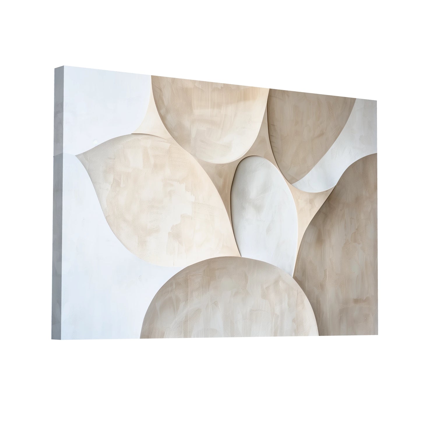 Product Hero 3D WebP Tableau Beige Blanc Minimaliste - Art Virtuoso