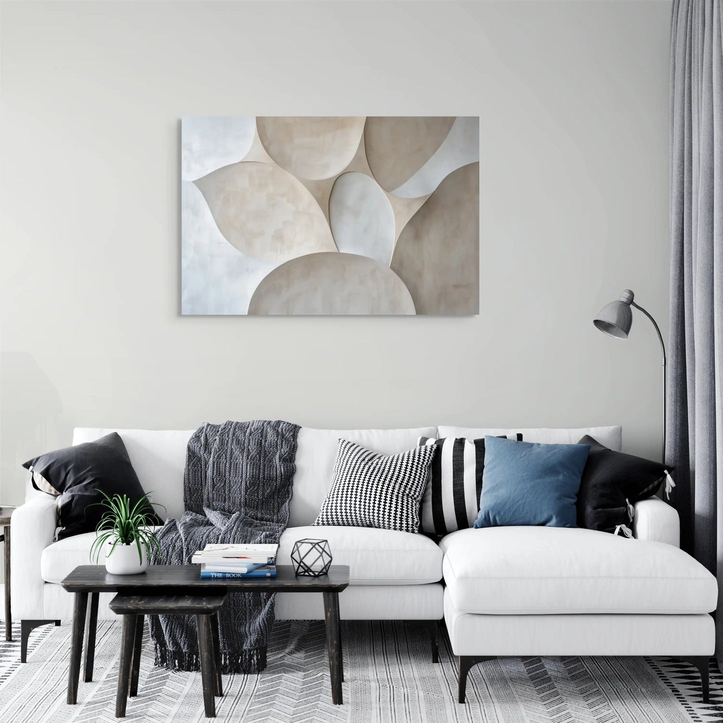 Tableau Beige Blanc Minimaliste Affiches, reproductions et œuvres graphiques Art Virtuoso