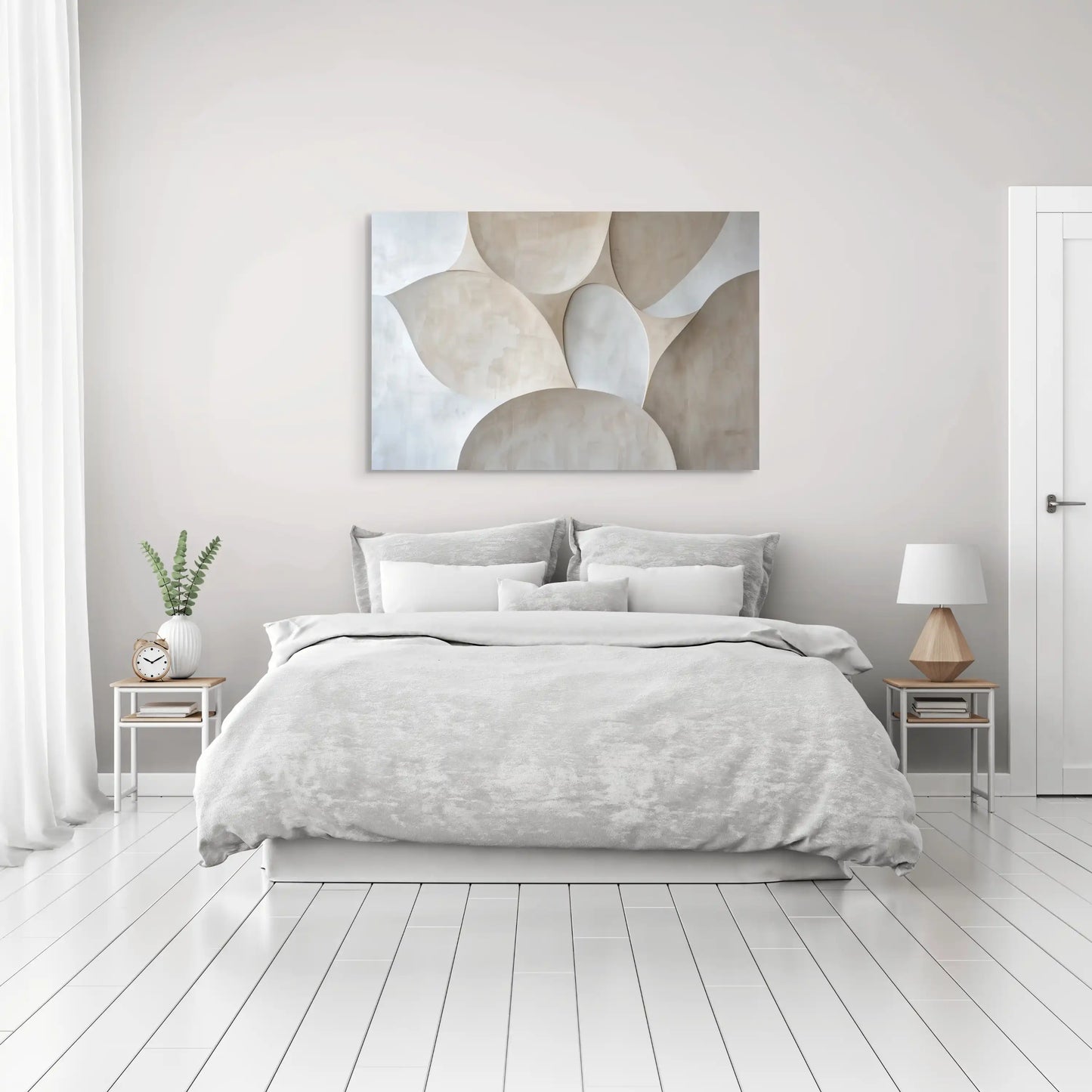 Tableau Beige Blanc Minimaliste Affiches, reproductions et œuvres graphiques Art Virtuoso