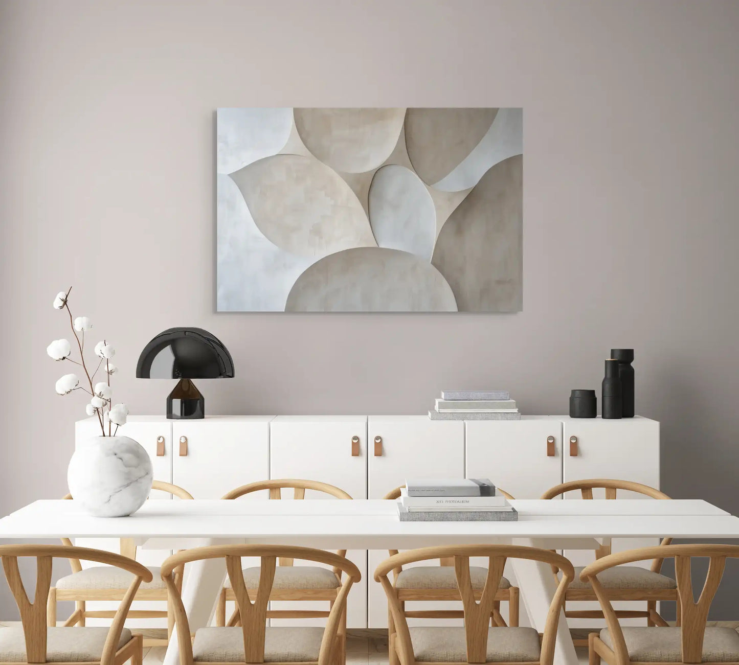 Tableau Beige Blanc Minimaliste Affiches, reproductions et œuvres graphiques Art Virtuoso