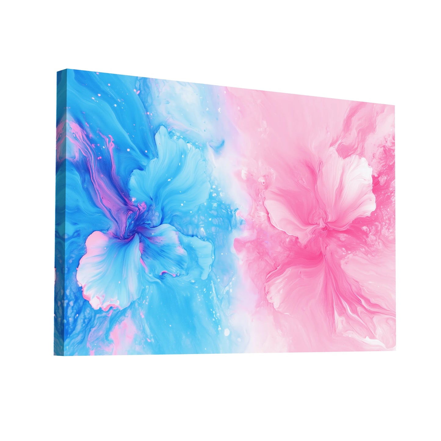 Product Hero 3D WebP Tableau Bleu et Rose - Danses Aquarelles - Art Virtuoso