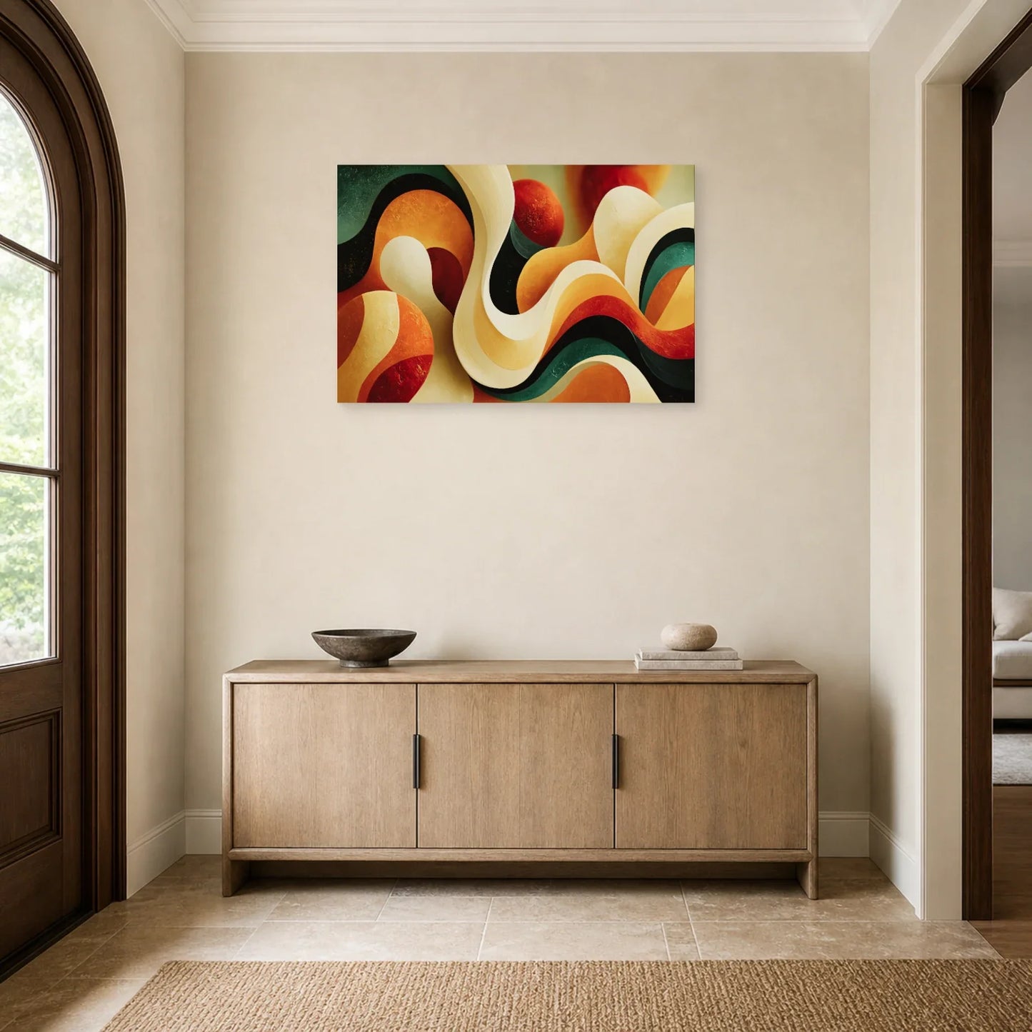 Tableau Bohème Chic Formes Organiques dans une entree ou un couloir - Art Virtuoso