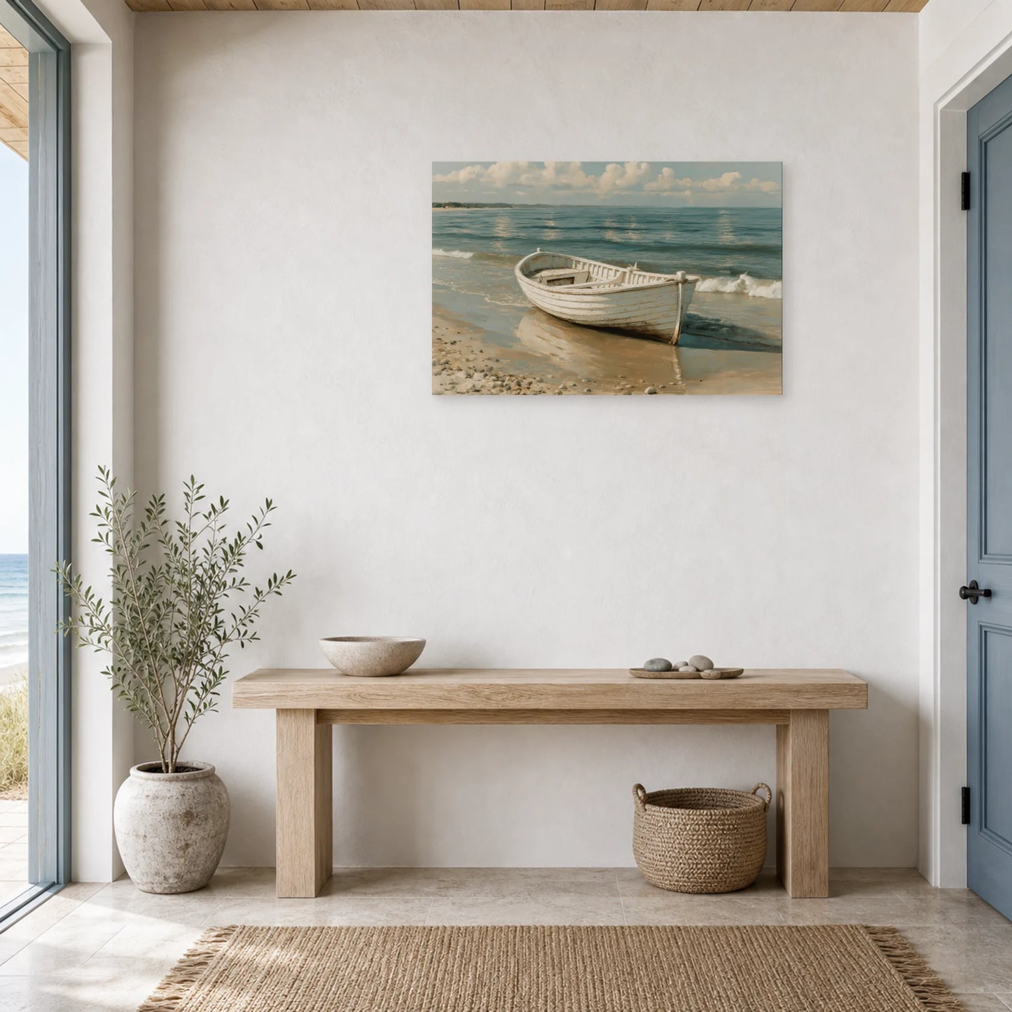 Tableau Bord De Mer Bateau Bois dans une entree ou un couloir - Art Virtuoso