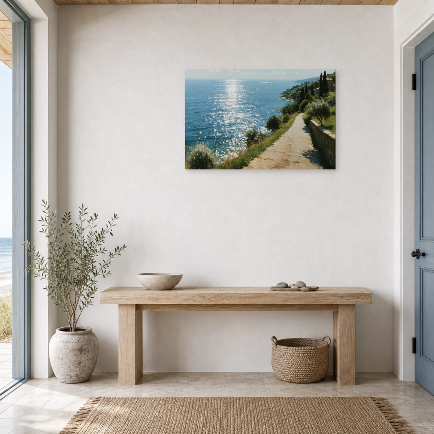 Tableau Bord De Mer Impressionniste Lumiere dans une entree ou un couloir - Art Virtuoso