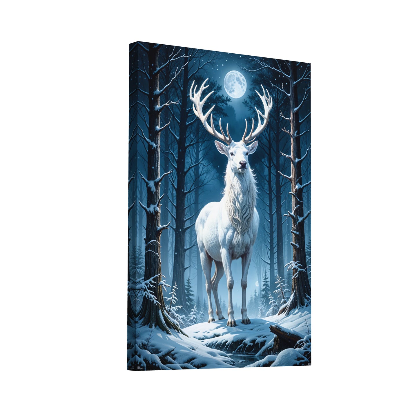 Product Hero 3D WebP Tableau Cerf - Forêt au Clair de Lune - Art Virtuoso