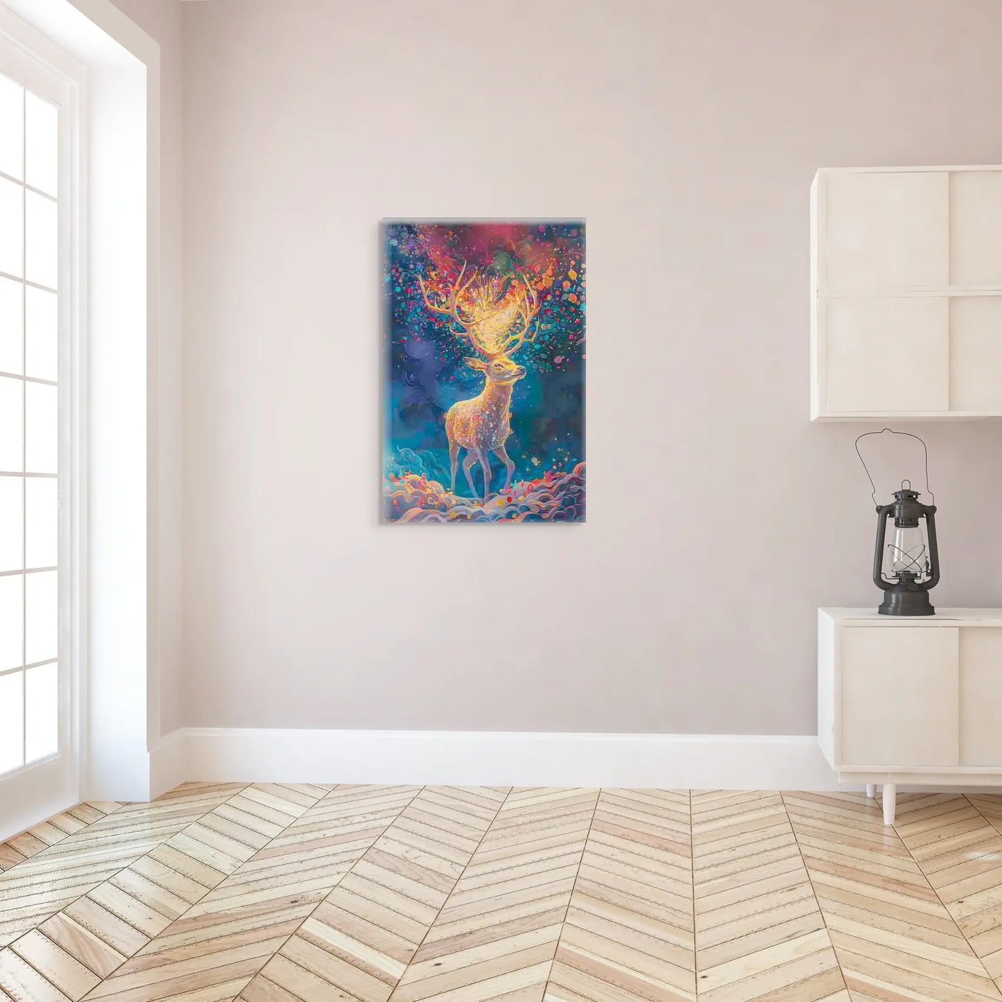 Tableau Cerf Coloré Abstrait Art Virtuoso
