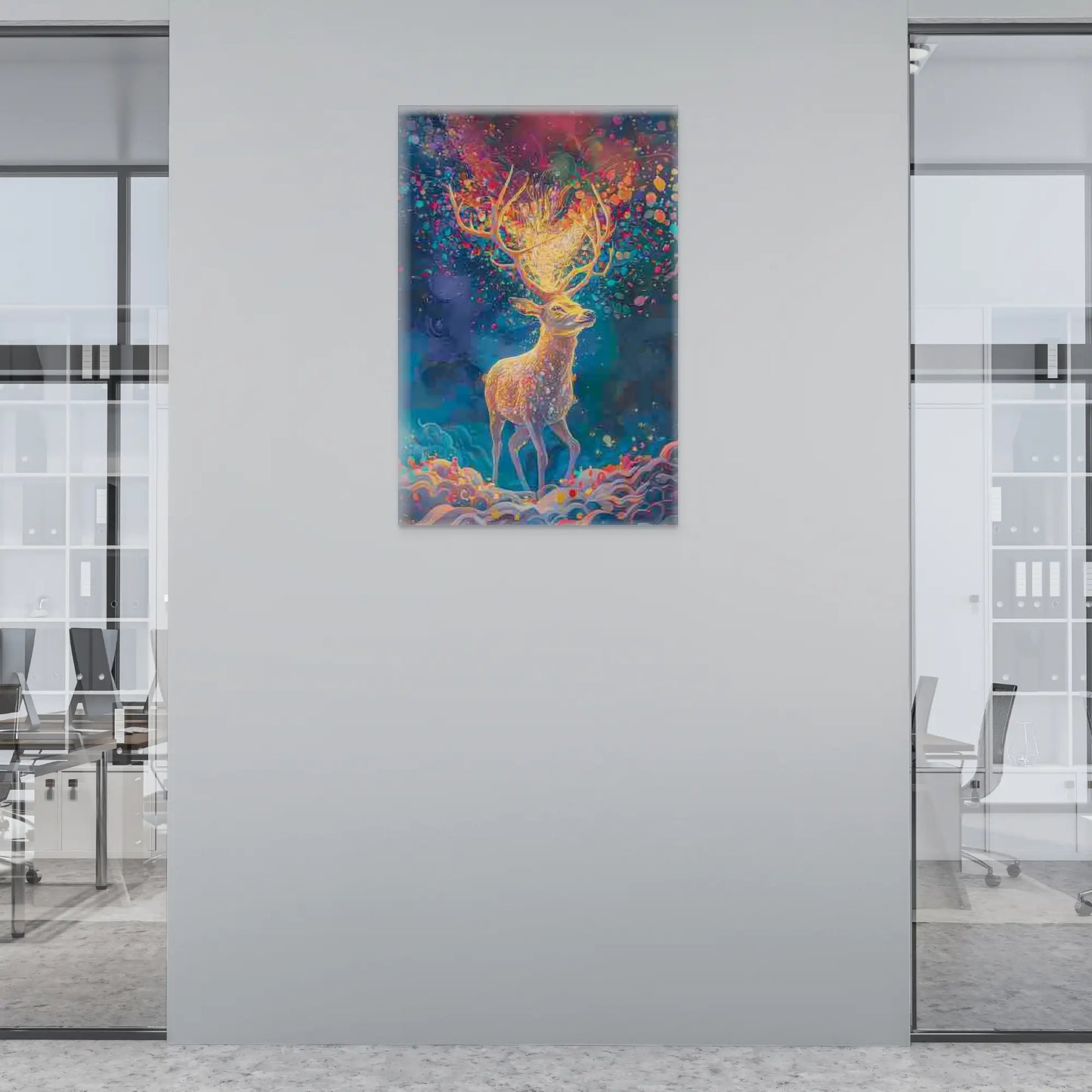 Tableau Cerf Coloré Abstrait Art Virtuoso