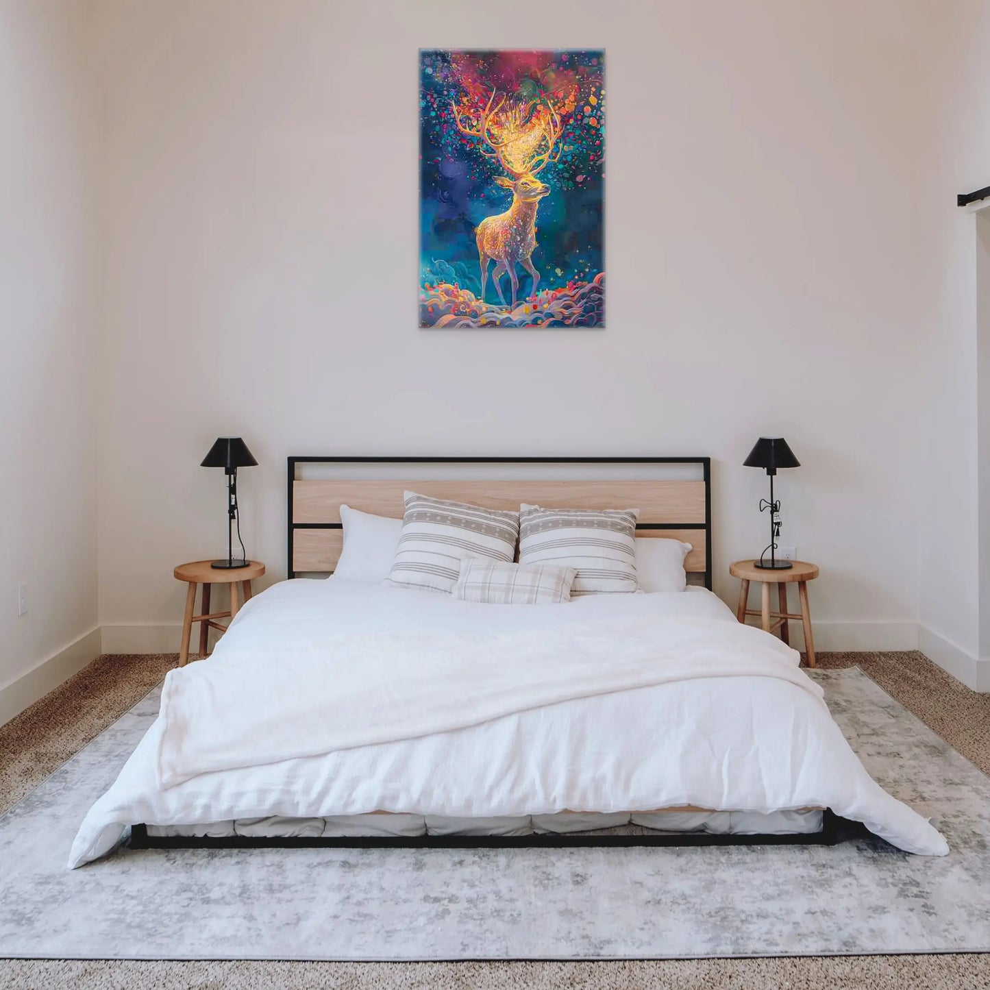 Tableau Cerf Coloré Abstrait Art Virtuoso