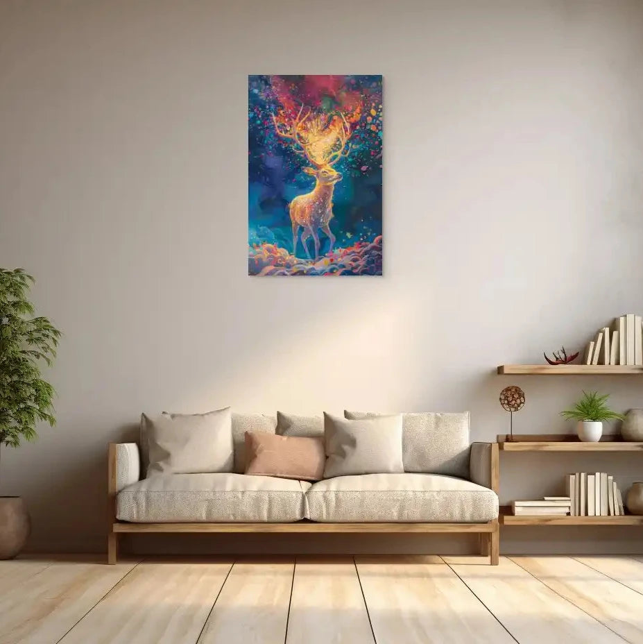 Tableau Cerf Coloré Abstrait Art Virtuoso