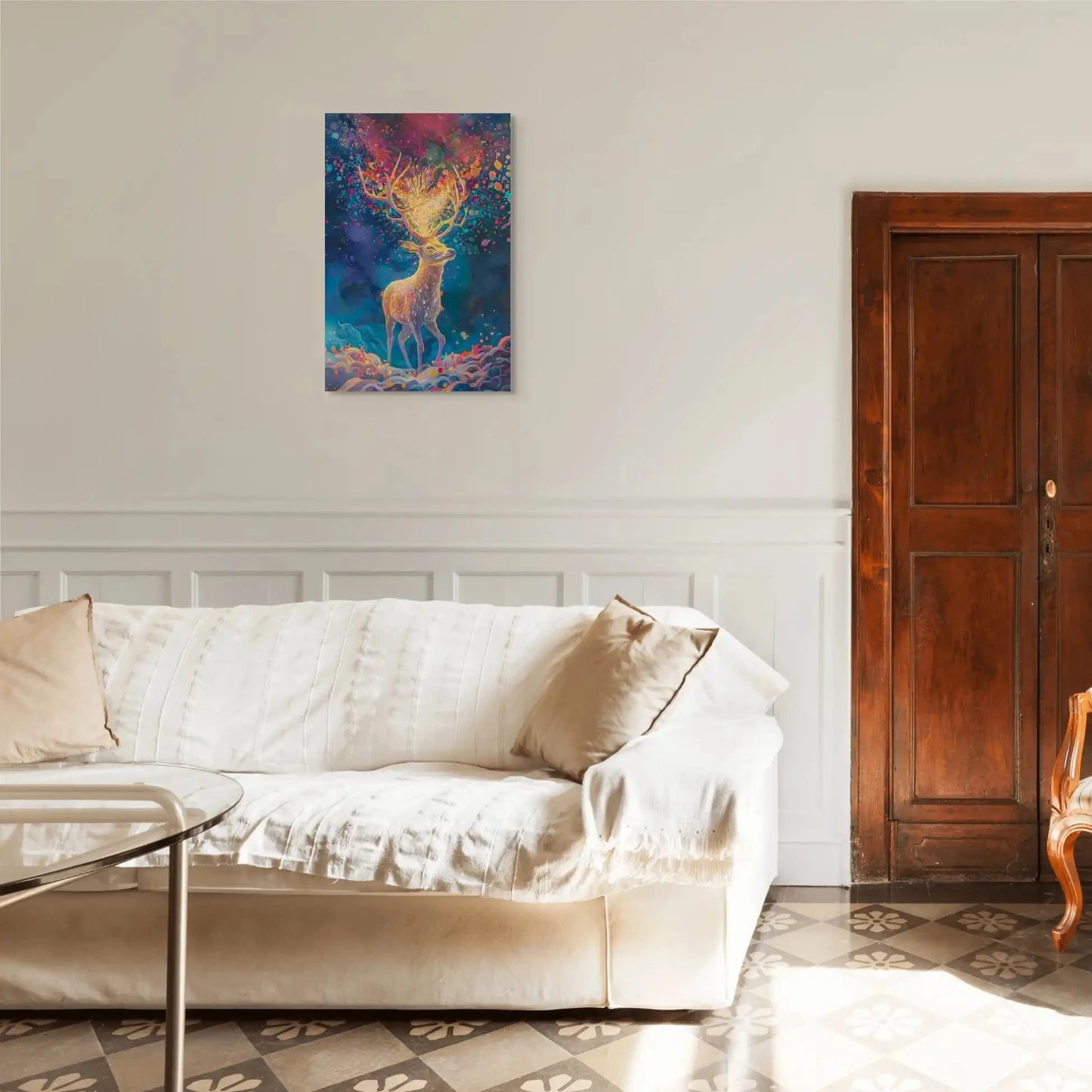 Tableau Cerf Coloré Abstrait Art Virtuoso