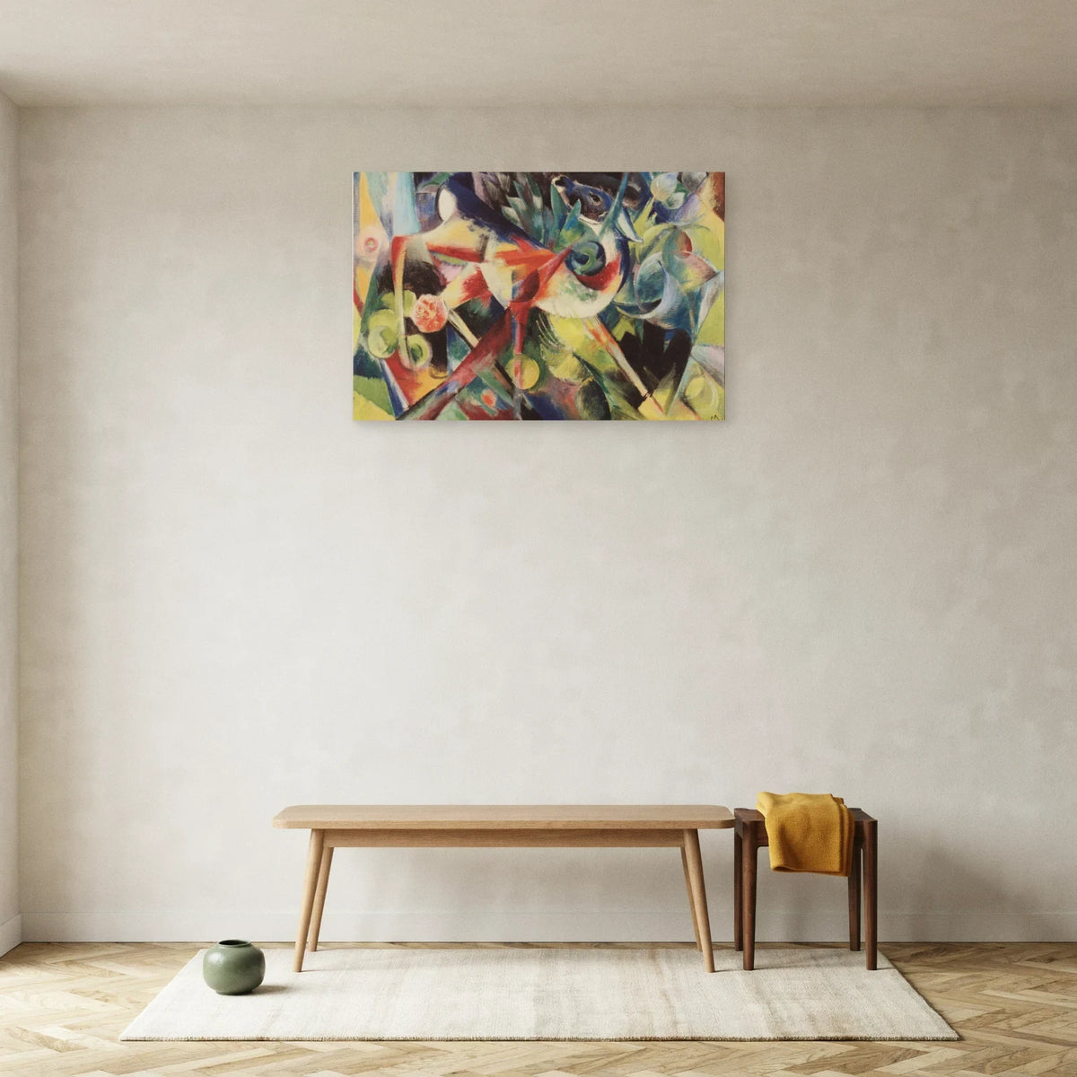 Tableau Cerf dans le jardin fleuri – Franz Marc dans une entrée ou un couloir - Art Virtuoso
