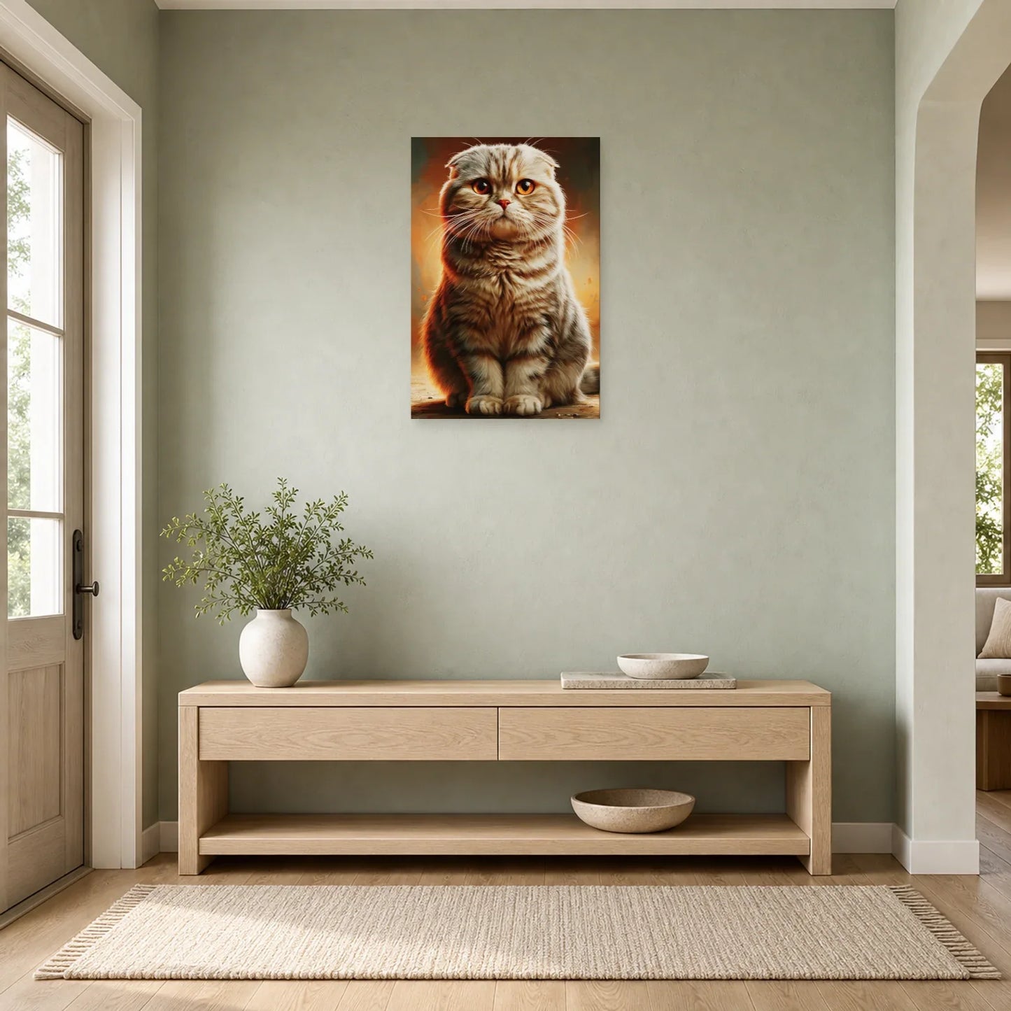 Tableau Chat Scottish Fold - Regard Rond dans une entrée ou un couloir - Art Virtuoso