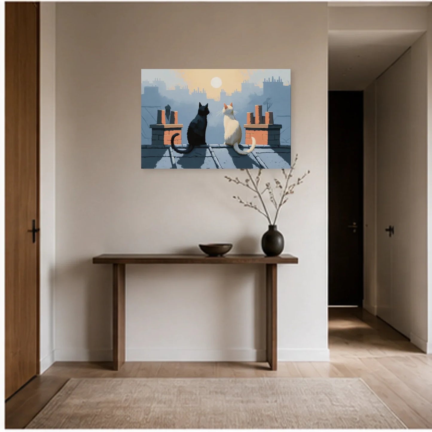 Tableau Chats Parisiens dans une entrée ou un couloir - Art Virtuoso