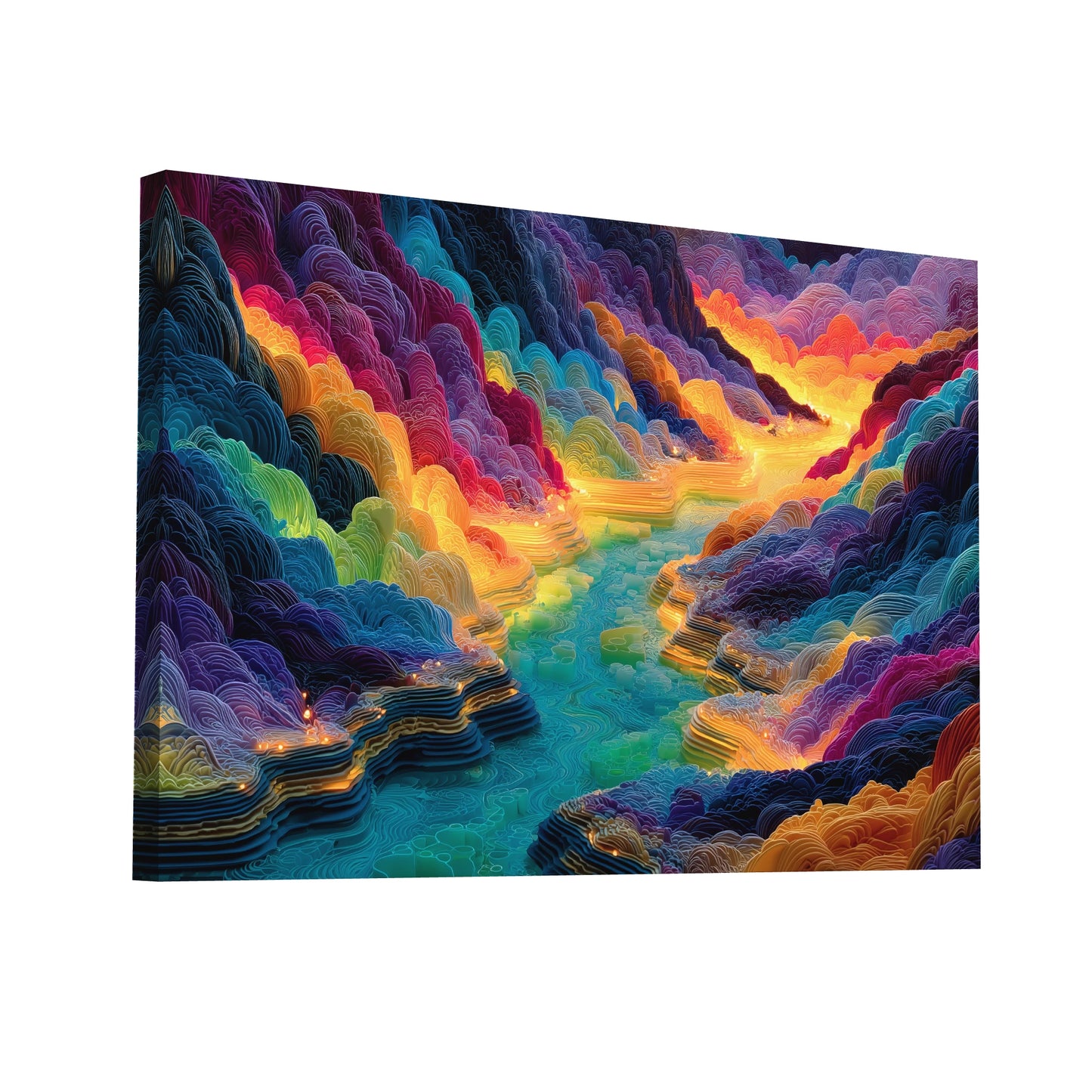 Product Hero 3D WebP Tableau Contemporain Rectangulaire - Rivière Enchantée - Art Virtuoso