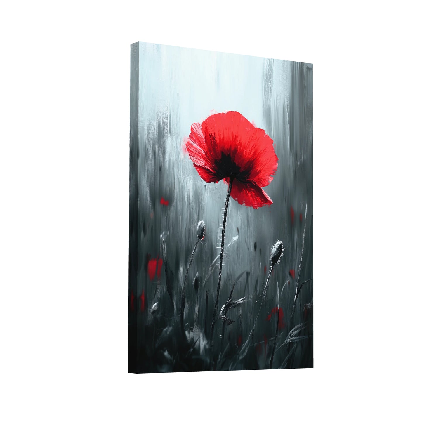 Product Hero 3D WebP Tableau Coquelicot Rouge - Élégance Solitaire - Art Virtuoso