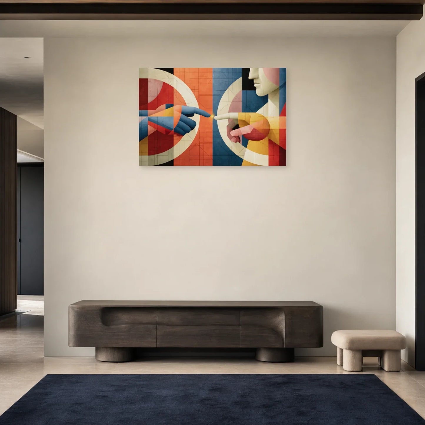 Tableau horizontal aux cercles graphiques présenté dans une entrée
