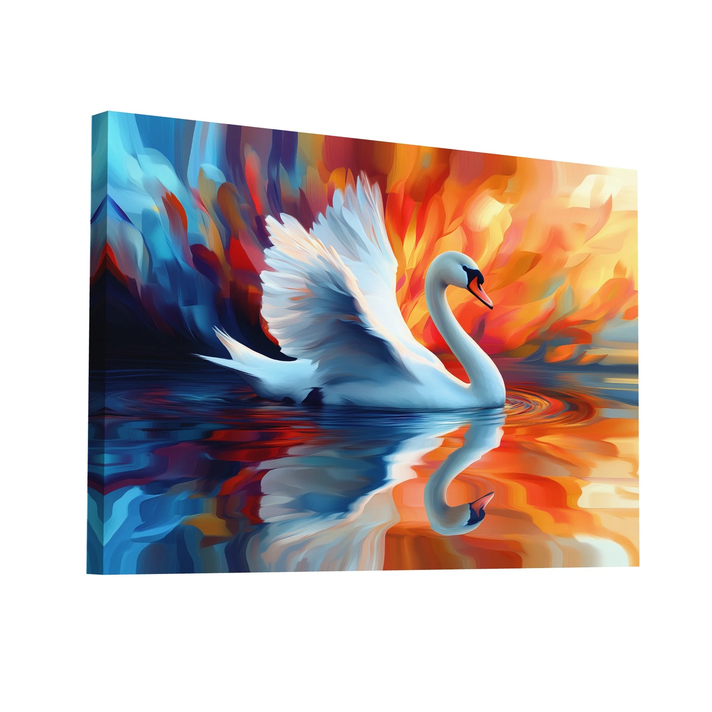 Product Hero 3D WebP Tableau Cygne : Miroir de Feu - Art Virtuoso